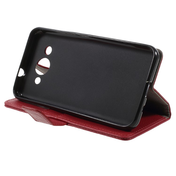 Litchi Grain PU Leather Wallet Stand Shell Cover for Huawei Y3 (2017) - Red-3