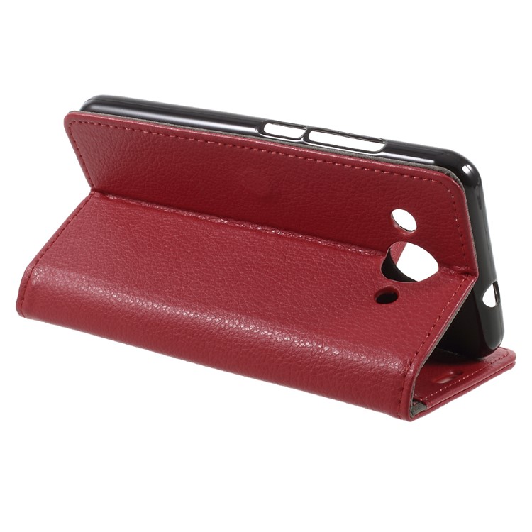 Litchi Grain PU Leather Wallet Stand Shell Cover for Huawei Y3 (2017) - Red-4