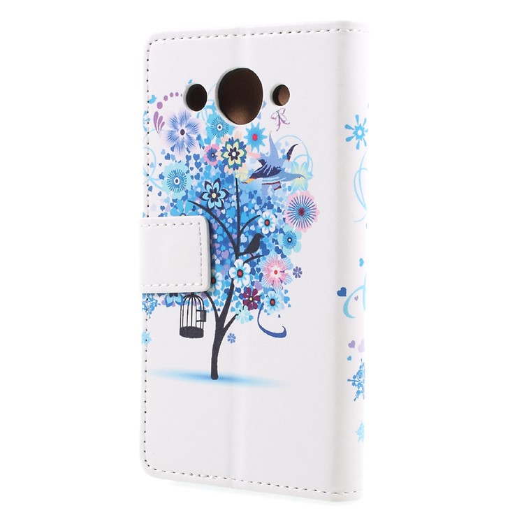 Patterned Wallet Stand Leather Mobile Phone Cover for Huawei Y3 (2017) - Blue Flowers-2