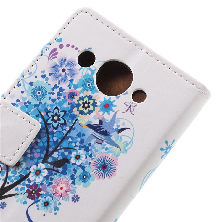 Patterned Wallet Stand Leather Mobile Phone Cover for Huawei Y3 (2017) - Blue Flowers-6