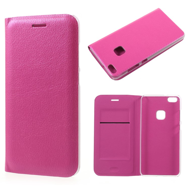 Card Slot PU Leather Cell Phone Case for Huawei P10 Lite - Rose-1