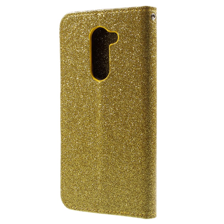 Glitter Sequins Leather Folio Flip Case for Huawei Honor 6x (2016) - Gold-2