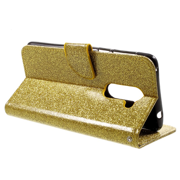 Glitter Sequins Leather Folio Flip Case for Huawei Honor 6x (2016) - Gold-4