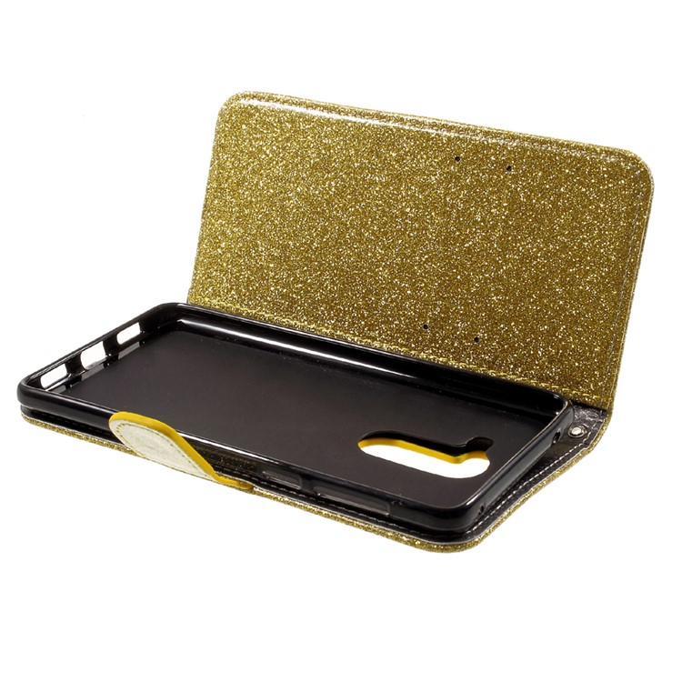Glitter Sequins Leather Folio Flip Case for Huawei Honor 6x (2016) - Gold-5