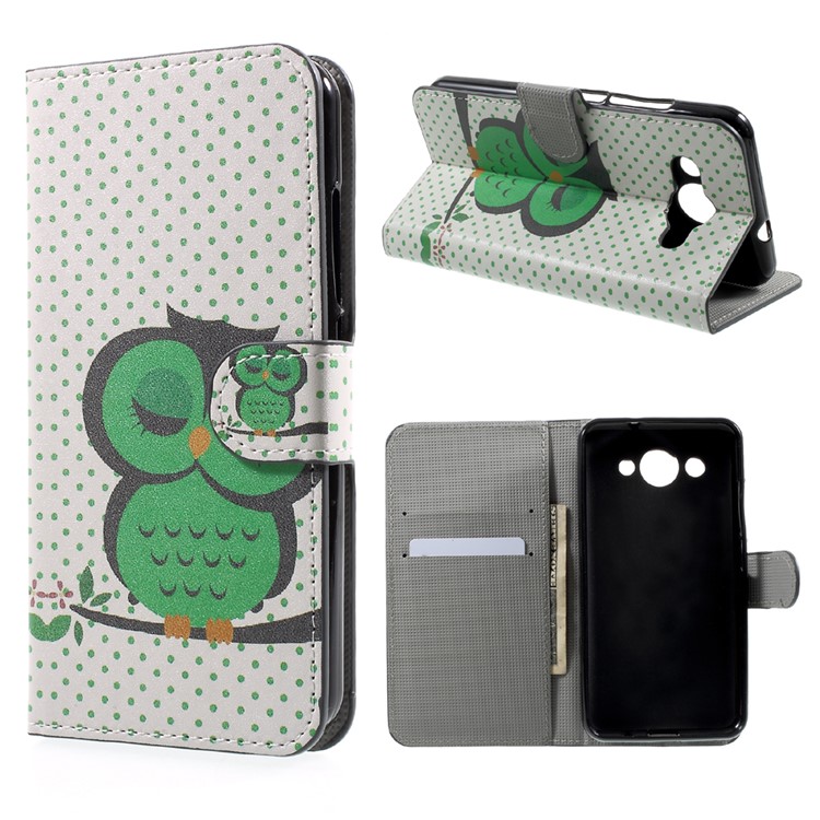 Pattern Printing Wallet Leather Stand Cover for Huawei Y3 (2017) - Owl Sleeping-1