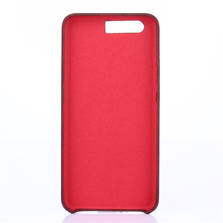 Wood Texture PU Leather Coated Hard PC Mobile Phone Casing for Huawei P10 Plus - Wine Red-3