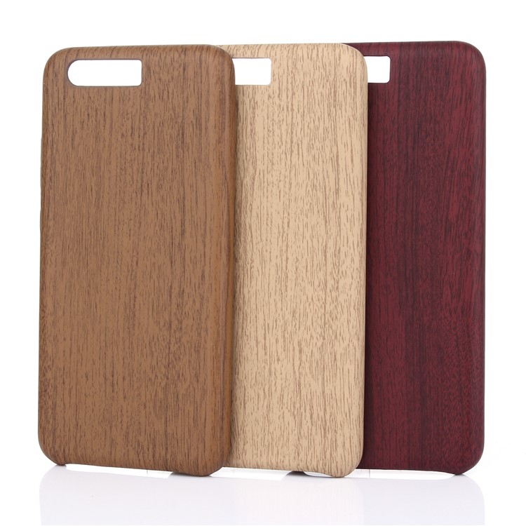 Wood Grain Leather Coated Soft TPU Phone Shell for Huawei P10 - Wine Red-5