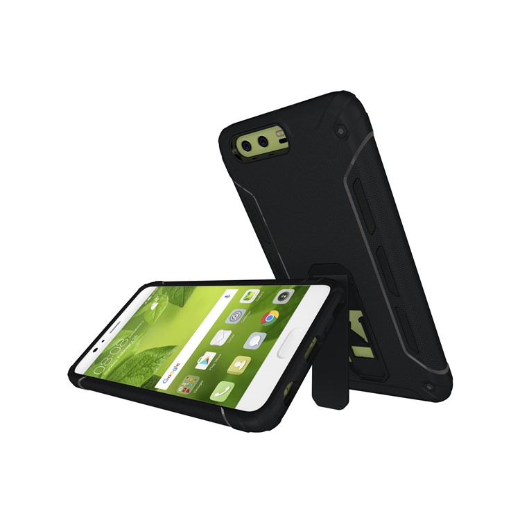 Supporting Kickstand Hybrid PC + TPU Mobile Phone Shell for Huawei P10 Plus - Black-11