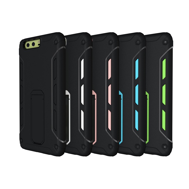Supporting Kickstand Hybrid PC + TPU Mobile Phone Shell for Huawei P10 Plus - Black-12