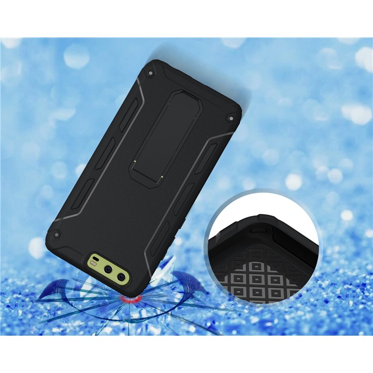Supporting Kickstand Hybrid PC + TPU Mobile Phone Shell for Huawei P10 Plus - Black-6