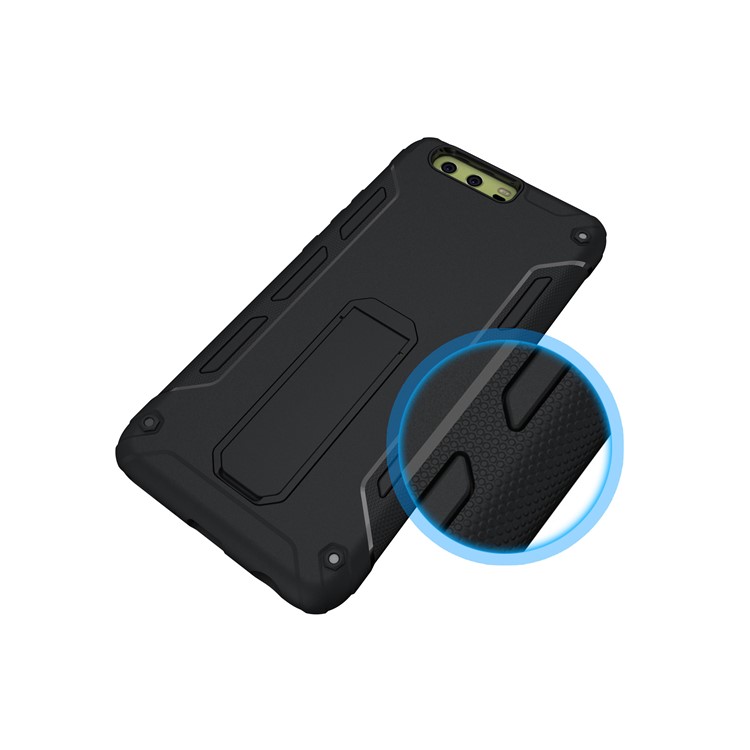 Supporting Kickstand Hybrid PC + TPU Mobile Phone Shell for Huawei P10 Plus - Black-8