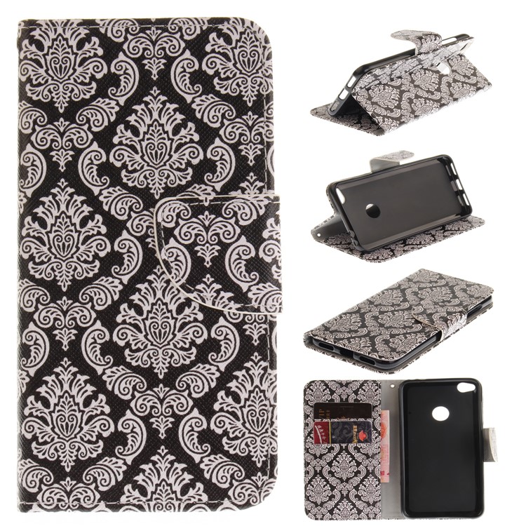 Pattern Printing Leather Wallet Case for Huawei P8 Lite (2017) / Honor 8 Lite - Damask Flowers-1