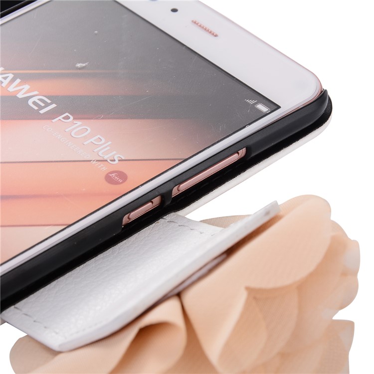 3D Roses Decor Wallet Leather Cell Phone Case with Lanyard for Huawei P10 Plus - Beige-8