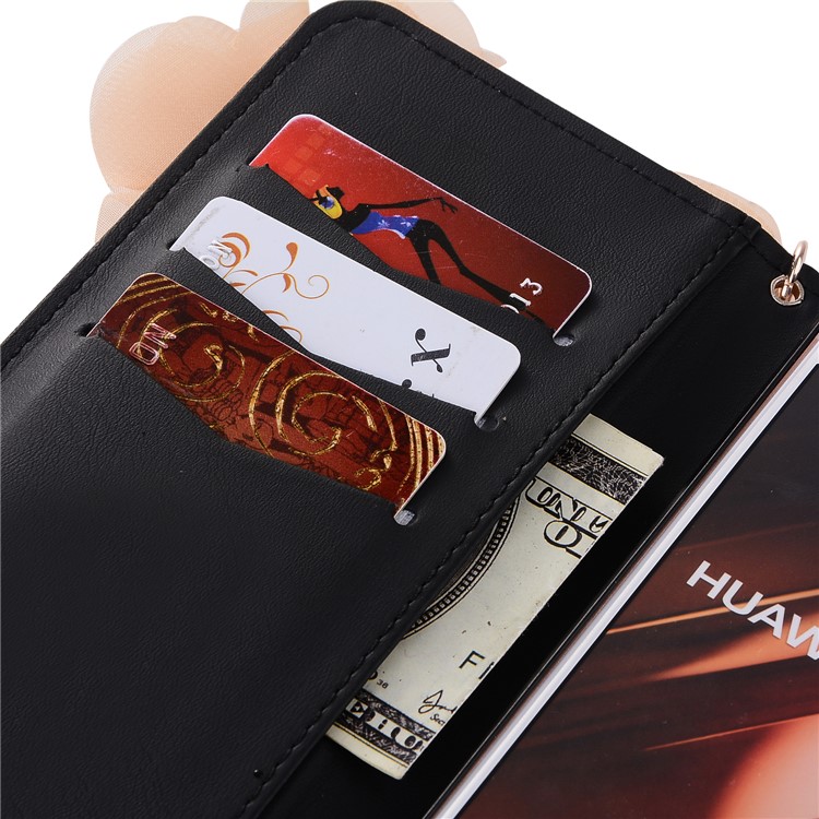 3D Roses Decor Wallet Leather Mobile Phone Case with Lanyard for Huawei P10 - Beige-7
