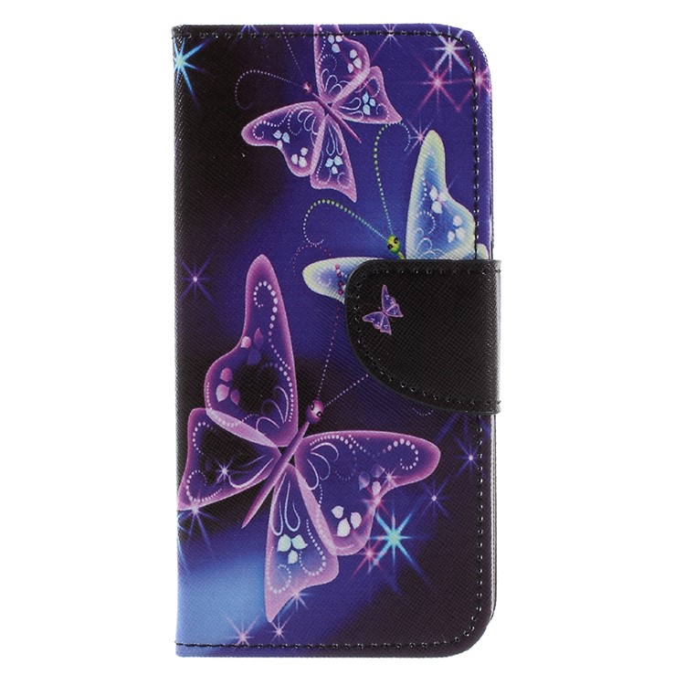 Printing Pattern Wallet Stand Leather Cell Phone Case for Huawei Y5 (2017) / Y6 (2017) - Shiny Butterflies-1