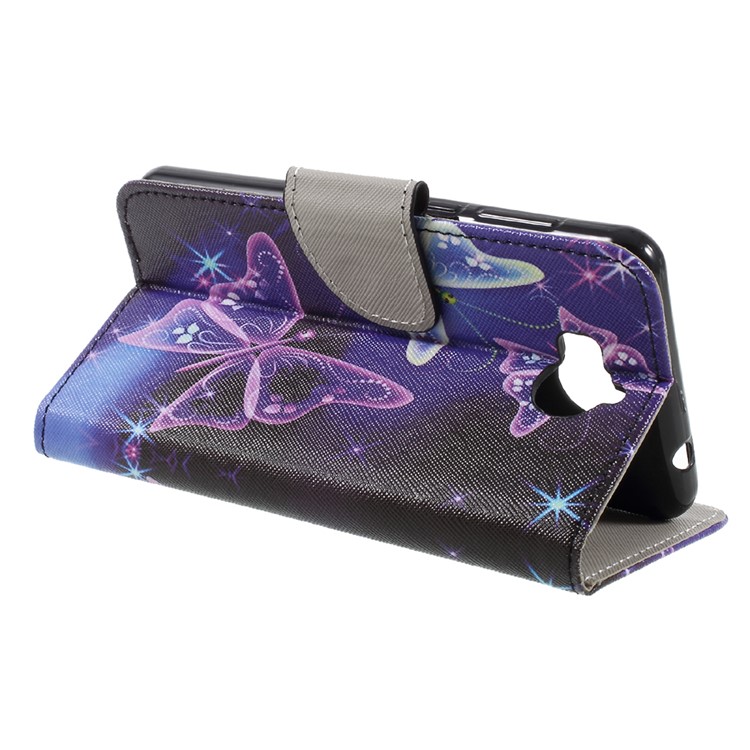 Printing Pattern Wallet Stand Leather Cell Phone Case for Huawei Y5 (2017) / Y6 (2017) - Shiny Butterflies-5