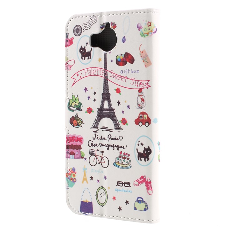 Patterned Card Slots Leather Flip Mobile Cover for Huawei Y5 (2017) / Y6 (2017) - Palettes Sweet Street-2