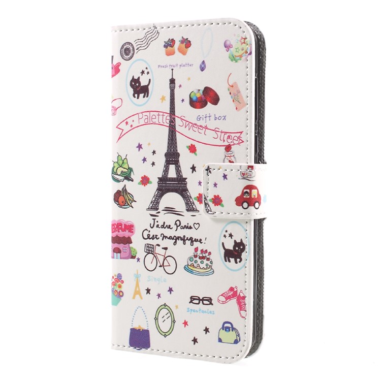 Patterned Card Slots Leather Flip Mobile Cover for Huawei Y5 (2017) / Y6 (2017) - Palettes Sweet Street-3