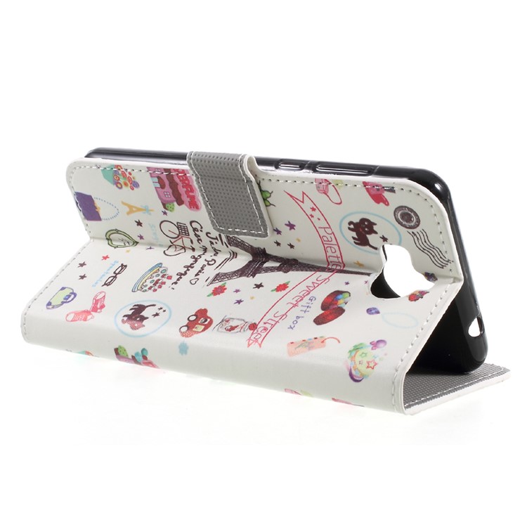 Patterned Card Slots Leather Flip Mobile Cover for Huawei Y5 (2017) / Y6 (2017) - Palettes Sweet Street-5