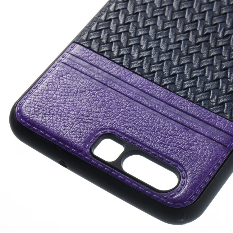 Woven Pattern Bi-color Leather Coated TPU Protection Case for Huawei P10 - Purple / Black-2