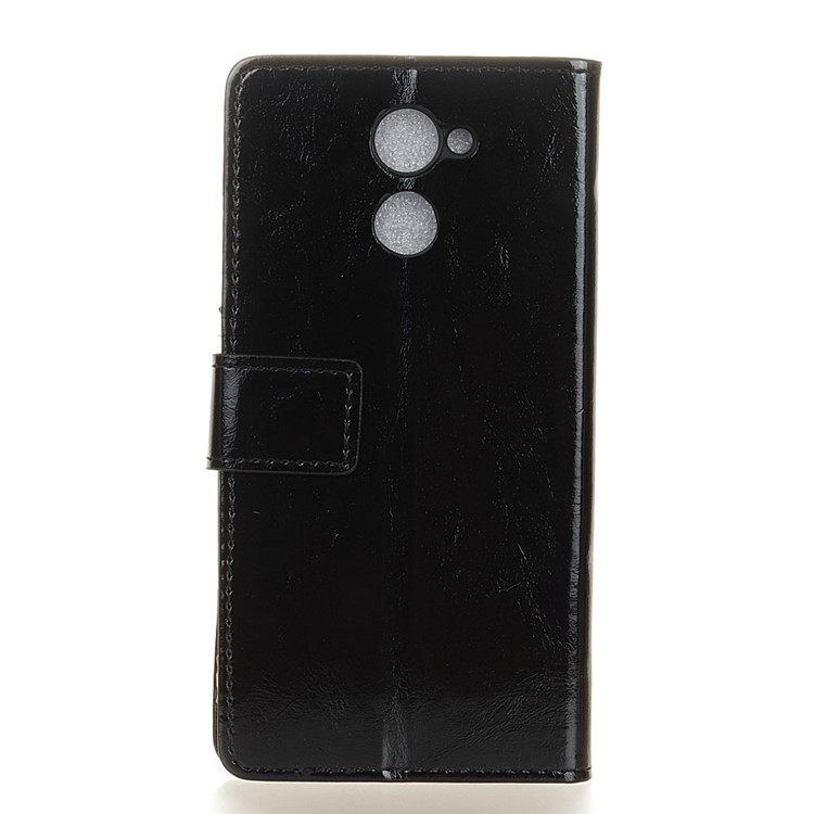 Crazy Horse Skin Wallet Leather Cell Phone Casing with Stand for Huawei Enjoy 7 Plus - Black-2