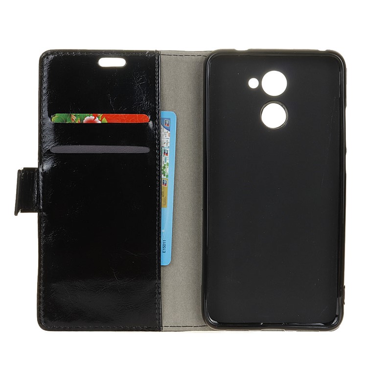 Crazy Horse Skin Wallet Leather Cell Phone Casing with Stand for Huawei Enjoy 7 Plus - Black-4
