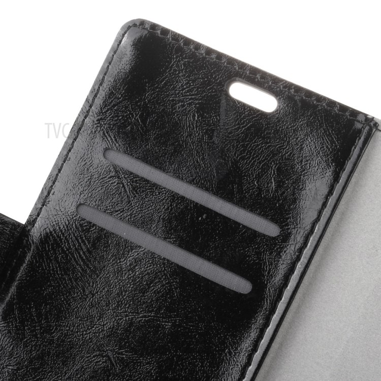 Crazy Horse Skin Wallet Leather Cell Phone Casing with Stand for Huawei Enjoy 7 Plus - Black-6