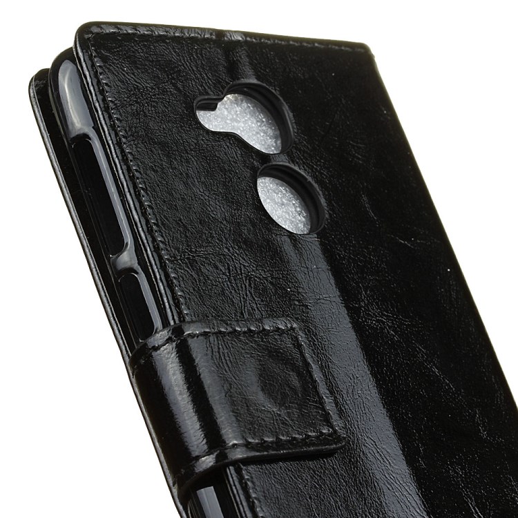 Crazy Horse Skin Wallet Leather Cell Phone Casing with Stand for Huawei Enjoy 7 Plus - Black-7