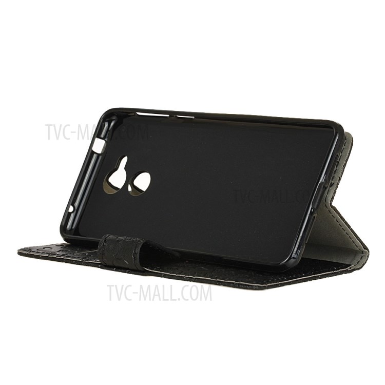 Cartoon Graffiti Card Holder Leather Stand Phone Case for Huawei Enjoy 7 Plus - Black-6