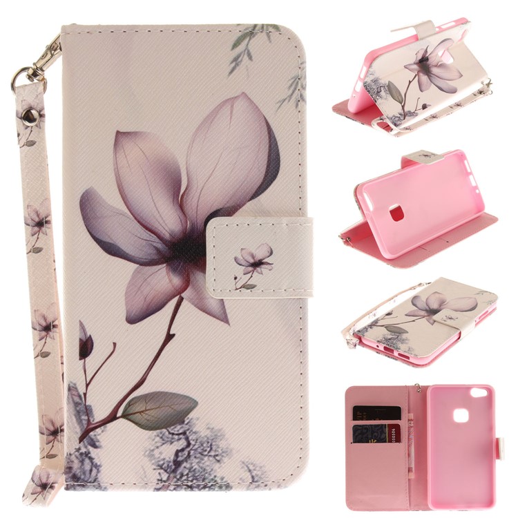 Pattern Printing Wallet Leather Stand Case for Huawei P10 Lite - Flower Pattern-1