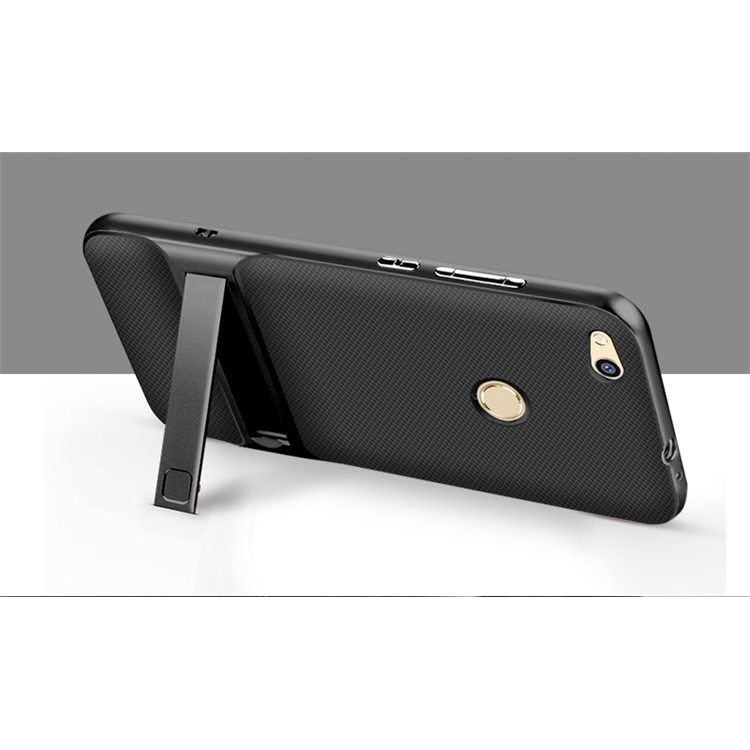 ELEGANCE Grid Pattern TPU + PC Mobile Casing With Kickstand for Huawei P8 Lite (2017) / Honor 8 Lite - Black-3