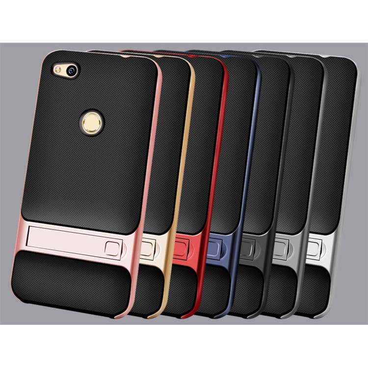 ELEGANCE Grid Pattern TPU + PC Mobile Casing With Kickstand for Huawei P8 Lite (2017) / Honor 8 Lite - Black-4