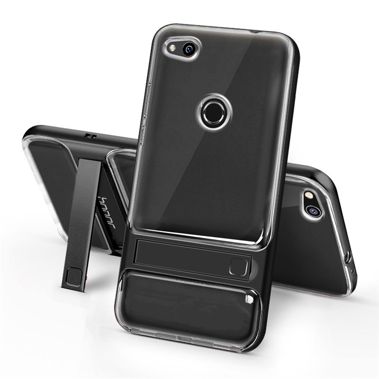 Para Huawei P8 Lite(2017) / Honor 8 Lite ELEGANCE TPU + Cubierta del teléfono del Kickstand de la PC - Negro-1