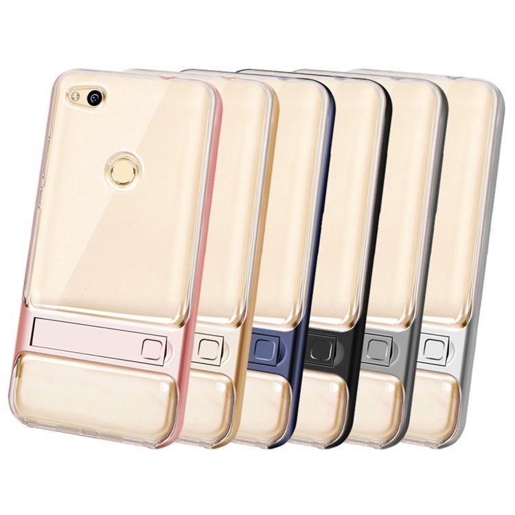 Para Huawei P8 Lite(2017) / Honor 8 Lite ELEGANCE TPU + Cubierta del teléfono del Kickstand de la PC - Negro-4