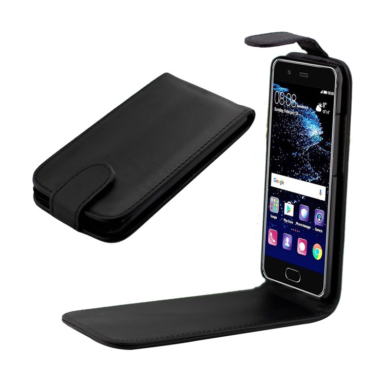 Vertical Flip Leather Magnetic Case for Huawei P10 - Black-1