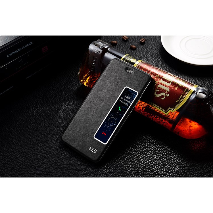 SULADA View Window Auto Wake & Sleep PU leather Stand Case for Huawei P10 - Black-3