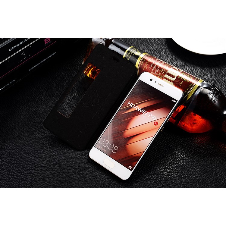 SULADA View Window Auto Wake & Sleep PU leather Stand Case for Huawei P10 - Black-5