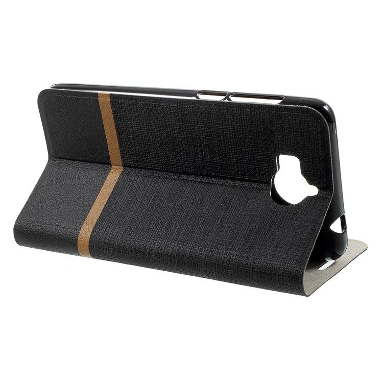 Cross Texture Stand Leather Card Holder Phone Shell for Huawei Y5 (2017) Built-in Steel Sheet - Black-4