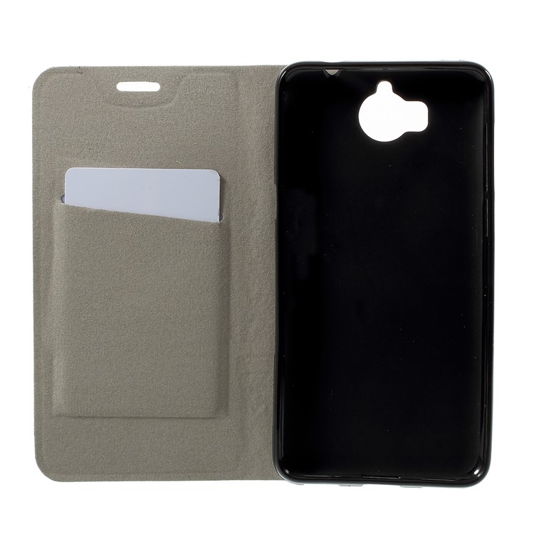 Cross Texture Stand Leather Card Holder Phone Shell for Huawei Y5 (2017) Built-in Steel Sheet - Black-5