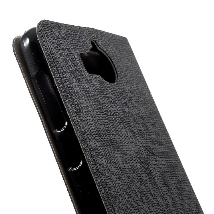 Cross Texture Stand Leather Card Holder Phone Shell for Huawei Y5 (2017) Built-in Steel Sheet - Black-9
