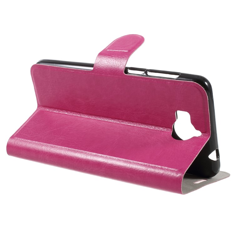 Crazy Horse Card Holder Leather Built-in Steel Sheet Case for Huawei Y5 (2017) - Rose-4