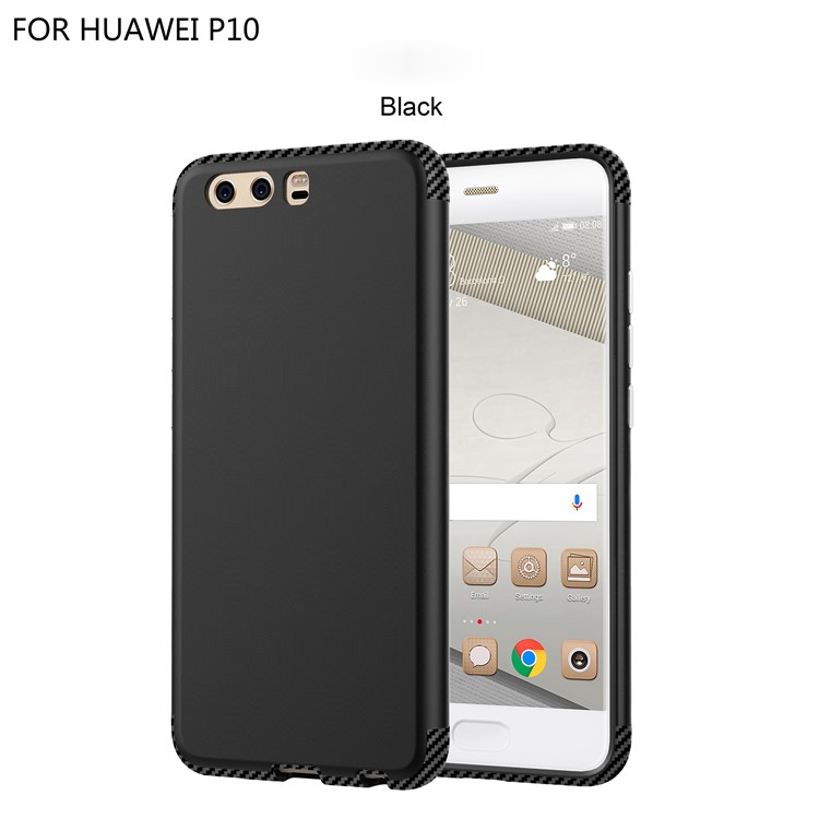 For Huawei P10 Carbon Fiber Texture Matte Hybrid Phone Cover (Plastic + TPU) - Black-1