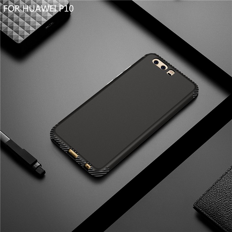 For Huawei P10 Carbon Fiber Texture Matte Hybrid Phone Cover (Plastic + TPU) - Black-2