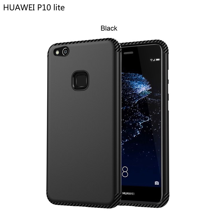 For Huawei P10 Lite Carbon Fiber Texture Matte Hybrid Phone Cover (Plastic + TPU) - Black-1