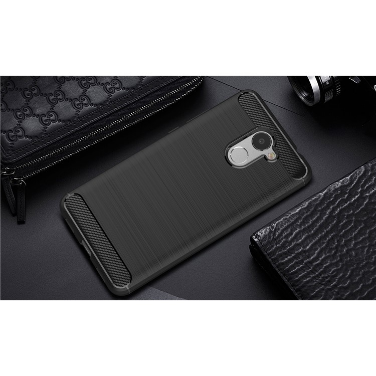 Carbon Fiber Texture Brushed TPU Back Case Accessory for Huawei Enjoy 7 Plus - Black-10