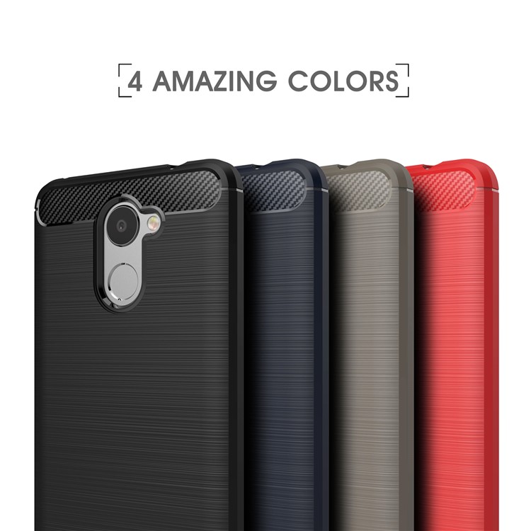 Carbon Fiber Texture Brushed TPU Back Case Accessory for Huawei Enjoy 7 Plus - Black-11