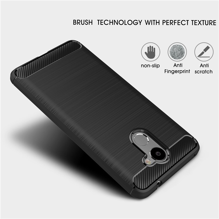 Carbon Fiber Texture Brushed TPU Back Case Accessory for Huawei Enjoy 7 Plus - Black-3