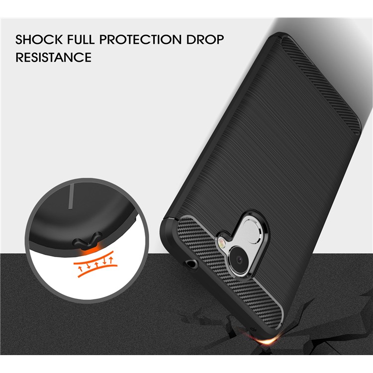 Carbon Fiber Texture Brushed TPU Back Case Accessory for Huawei Enjoy 7 Plus - Black-6