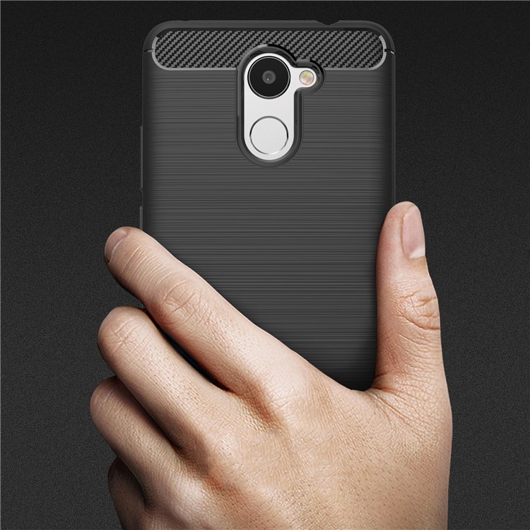 Carbon Fiber Texture Brushed TPU Back Case Accessory for Huawei Enjoy 7 Plus - Black-8