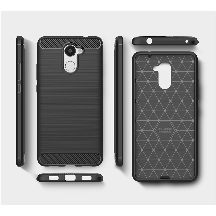 Carbon Fiber Texture Brushed TPU Back Case Accessory for Huawei Enjoy 7 Plus - Black-9